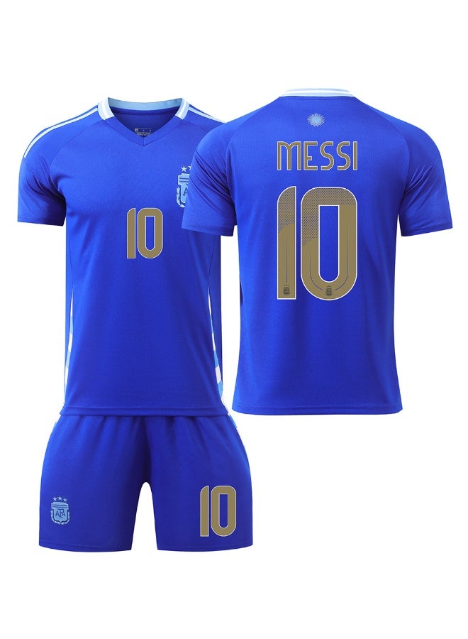 افا 2024 الأرجنتين بعيدا زي كرة القدم # 10 ميسي كرة القدم جيرسي السراويل دعوى حجم الأطفال والكبار حجم الهدايا للجماهير والأصدقاء - Image 1